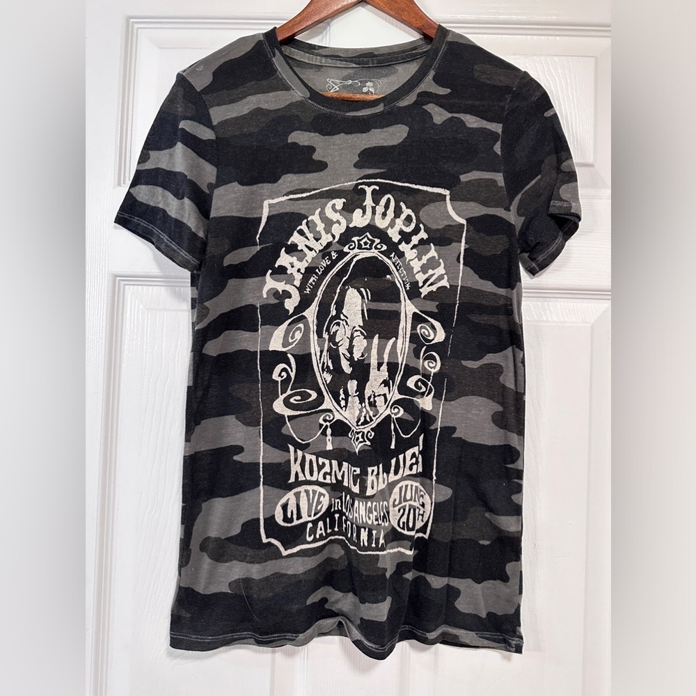 Lucky Brand Janis Joplin Black Camo shirt - small